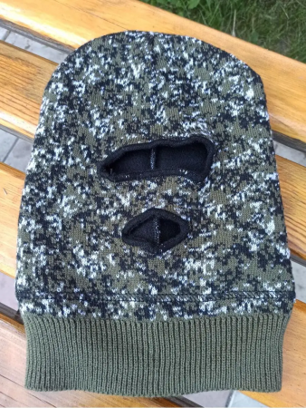 Тактическая маска балаклава для лица, полушерсть, 2 ОТВЕРСТИЯ на ФЛИСЕ, камуфляж зеленая цифра - интернет магазин Полигон