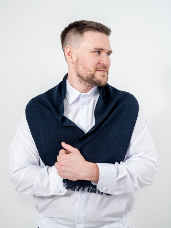 Шарф, синий, пан, шерсть - интернет магазин Полигон