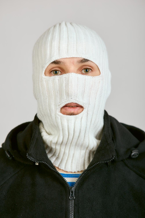 Маска 2 ОТВЕРСТИЯ, белый, пан, шерсть - интернет магазин Полигон