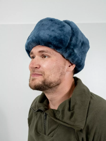 Шапка-ушанка из (сукно морская волна) МЧС, синий, овчина - интернет магазин Полигон