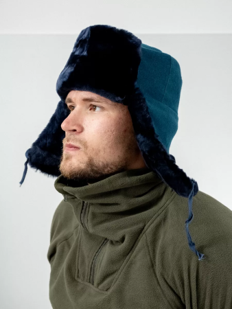 Шапка-ушанка из (сукно морская волна) МЧС, синий, овчина - интернет магазин Полигон