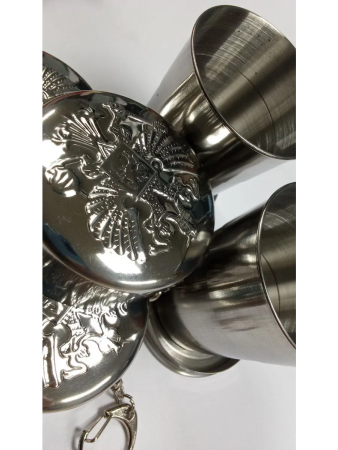 Складной стакан с карабином "Герб РФ", 150 мл - интернет магазин Полигон