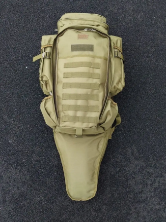 Рюкзак ОХОТНИК с чехлом для ружья, оливковый, 75 л - интернет магазин Полигон