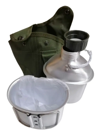 Фляга с котелком в чехле, оливковый, алюминий - интернет магазин Полигон