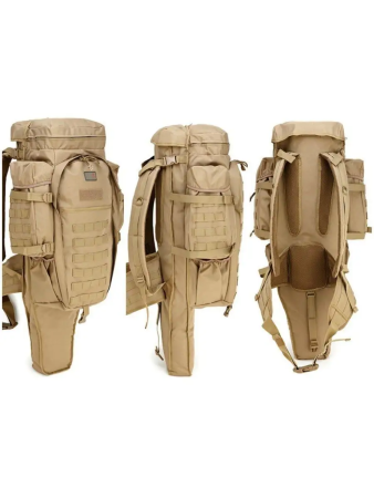 Рюкзак ОХОТНИК с чехлом для ружья, оливковый, 75 л - интернет магазин Полигон