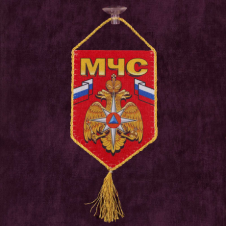 Вымпел автомобильный на присоске, МЧС, красный, белый, желтый 15х10 см - интернет магазин Полигон